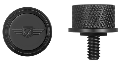 Figurati Designs Logo Black 1/4"-20 Seat Bolt Knob for 1965-2022 Harley Davidson