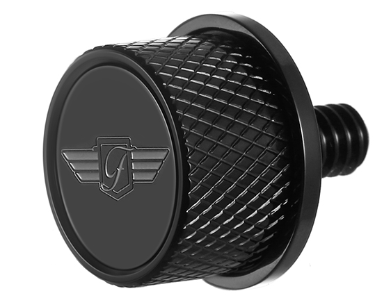 Figurati Designs Logo Black 1/4"-20 Seat Bolt Knob for 1965-2022 Harley Davidson