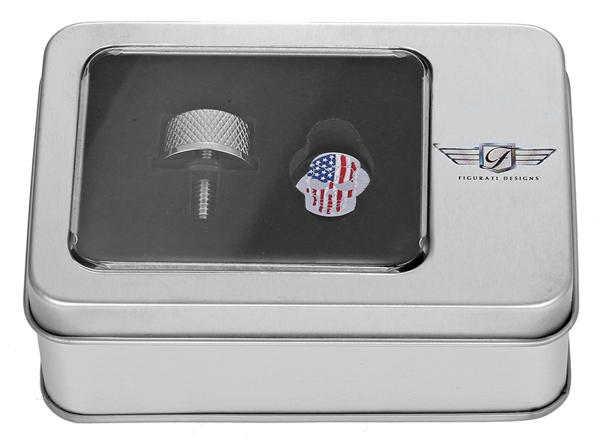 Figurati Skull USA Flag 1/4"-20 Seat Bolt Knob for 1965-2022 Harley Davidson