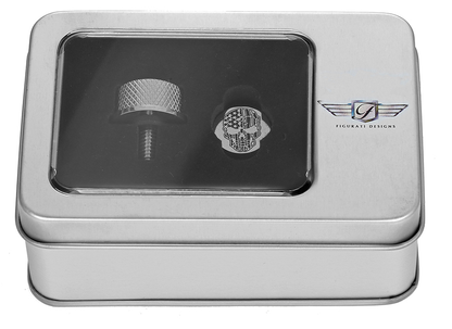 Figurati B&W Skull USA Flag 1/4"-20 Seat Bolt Knob for 1965-2022 Harley Davidson