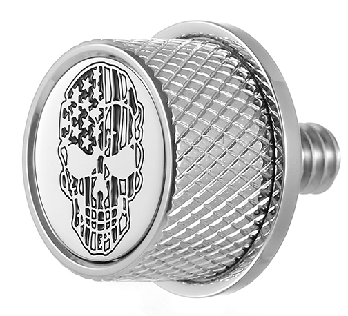 Figurati B&W Skull USA Flag 1/4"-20 Seat Bolt Knob for 1965-2022 Harley Davidson
