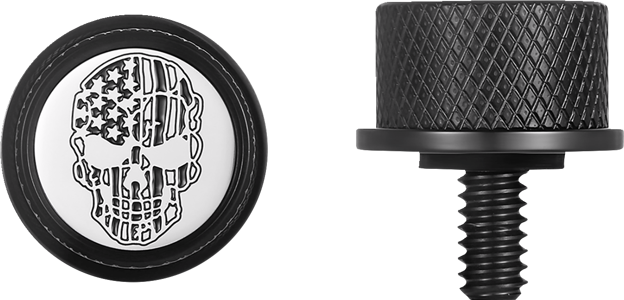 Figurati B&W Skull USA Flag Black 1/4"-20 Seat Bolt Knob for 1965-2022 Harley