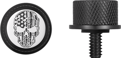 Figurati B&W Skull USA Flag Black 1/4"-20 Seat Bolt Knob for 1965-2022 Harley