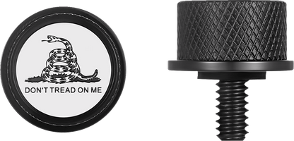 Figurati B&W Don't Tread On Me Black 1/4"-20 Seat Bolt Knob for 1965-22 Harley