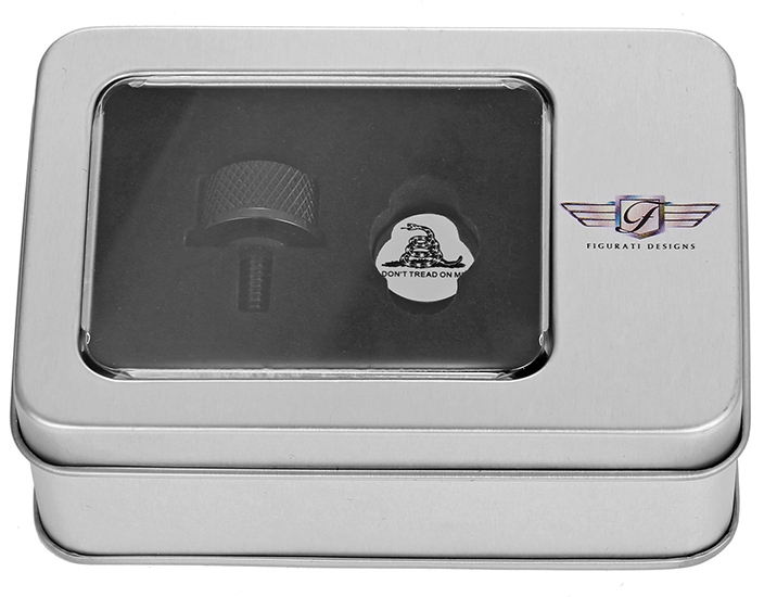 Figurati B&W Don't Tread On Me Black 1/4"-20 Seat Bolt Knob for 1965-22 Harley