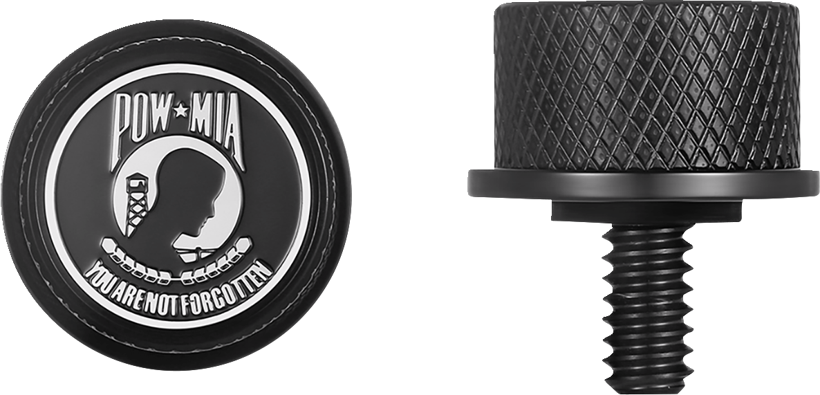 Figurati B&W POW-MIA Black 1/4"-20 Seat Bolt Knob for 1965-2022 Harley Davidson