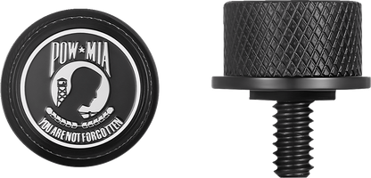 Figurati B&W POW-MIA Black 1/4"-20 Seat Bolt Knob for 1965-2022 Harley Davidson