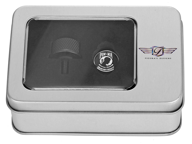 Figurati B&W POW-MIA Black 1/4"-20 Seat Bolt Knob for 1965-2022 Harley Davidson