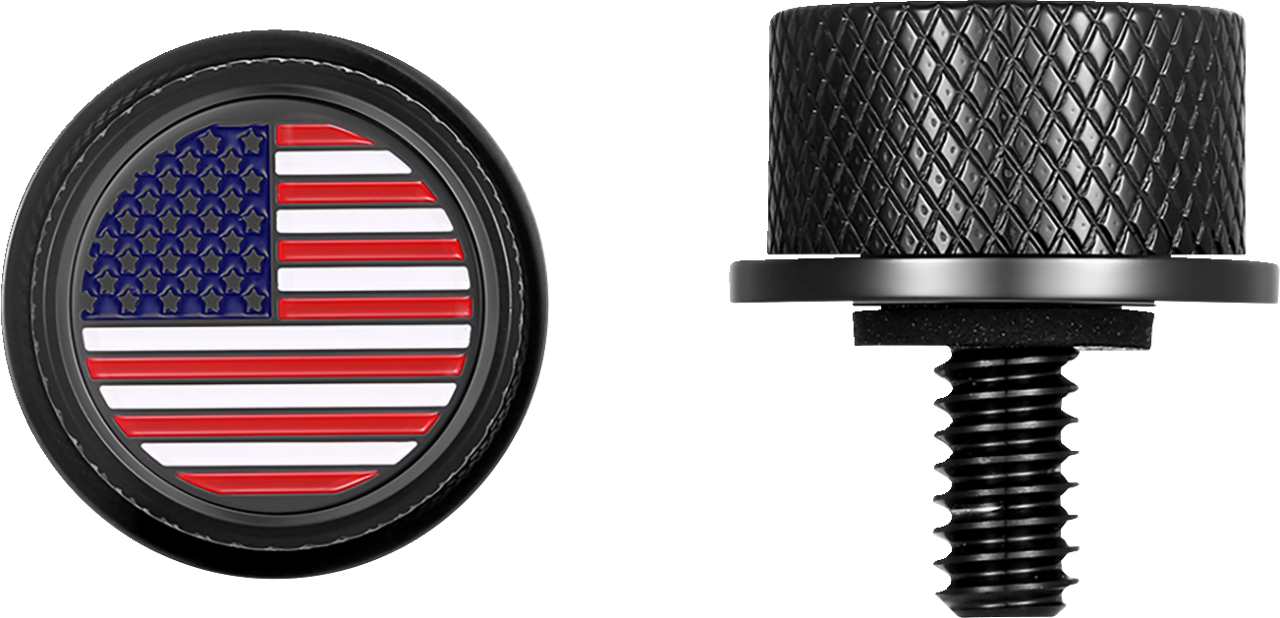 Figurati USA Flag Black 1/4"-20 Seat Bolt Knob for 1965-22 Harley Davidson