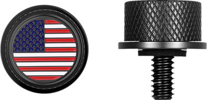 Figurati USA Flag Black 1/4"-20 Seat Bolt Knob for 1965-22 Harley Davidson