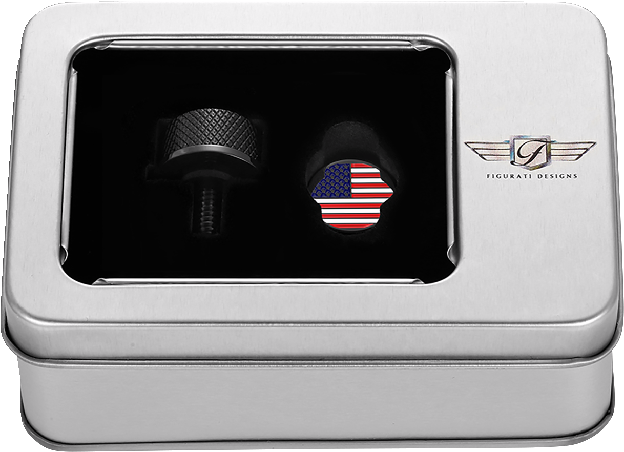 Figurati USA Flag Black 1/4"-20 Seat Bolt Knob for 1965-22 Harley Davidson