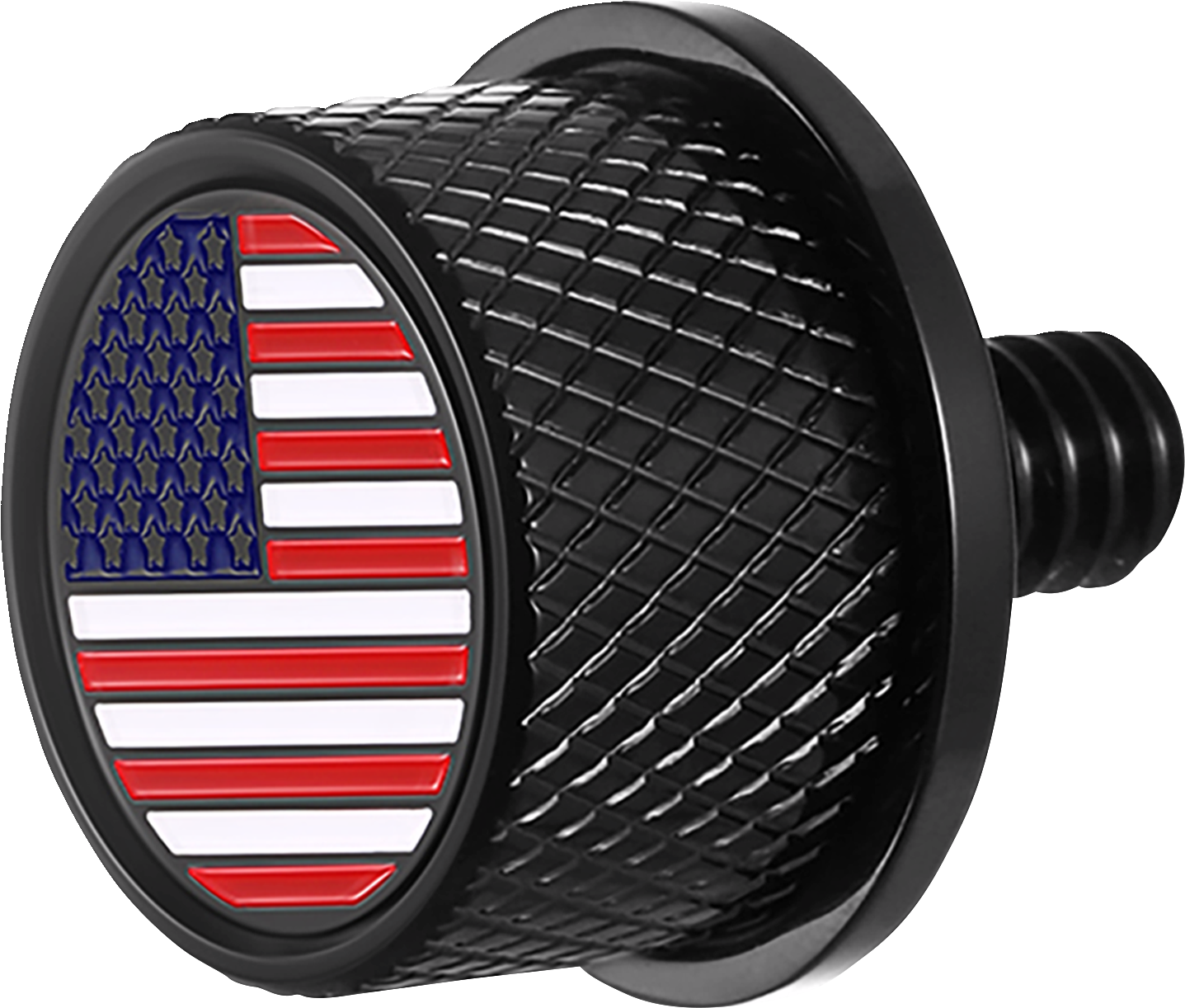 Figurati USA Flag Black 1/4"-20 Seat Bolt Knob for 1965-22 Harley Davidson