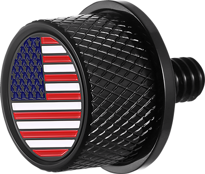 Figurati USA Flag Black 1/4"-20 Seat Bolt Knob for 1965-22 Harley Davidson