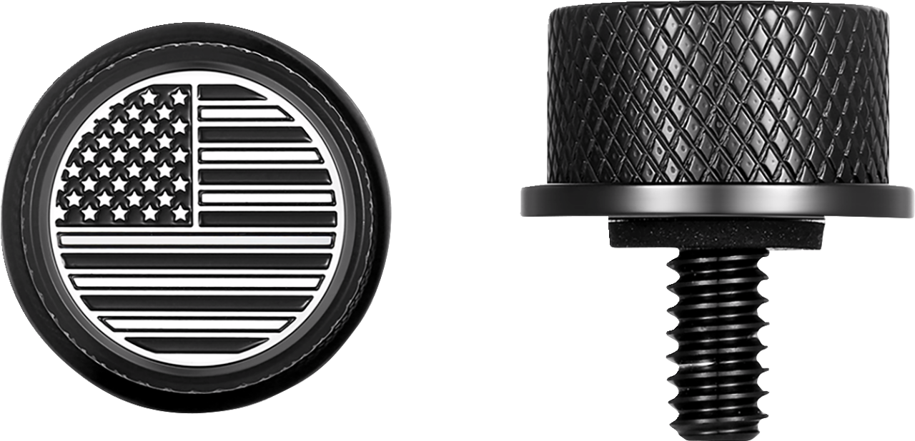 Figurati B&W USA Flag Black 1/4"-20 Seat Bolt Knob for 1965-22 Harley Davidson