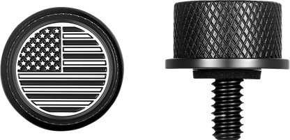 Figurati B&W USA Flag Black 1/4"-20 Seat Bolt Knob for 1965-22 Harley Davidson