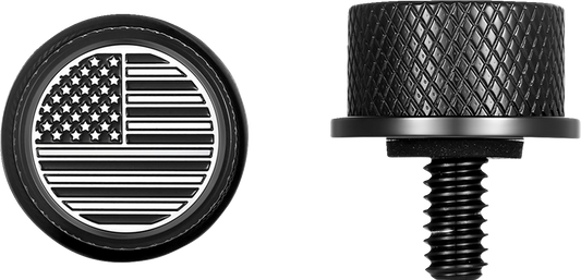 Figurati B&W USA Flag Black 1/4"-20 Seat Bolt Knob for 1965-22 Harley Davidson