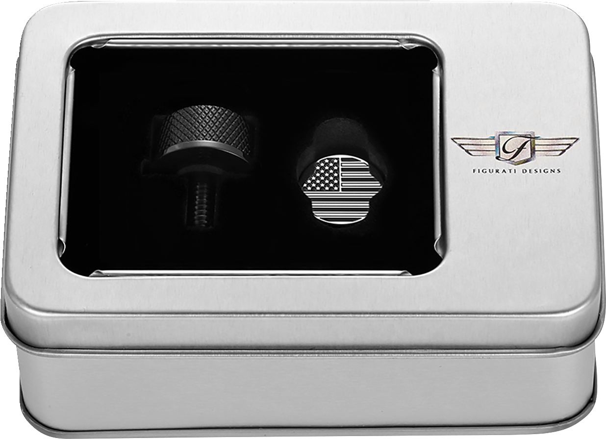 Figurati B&W USA Flag Black 1/4"-20 Seat Bolt Knob for 1965-22 Harley Davidson