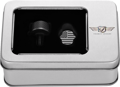 Figurati B&W USA Flag Black 1/4"-20 Seat Bolt Knob for 1965-22 Harley Davidson