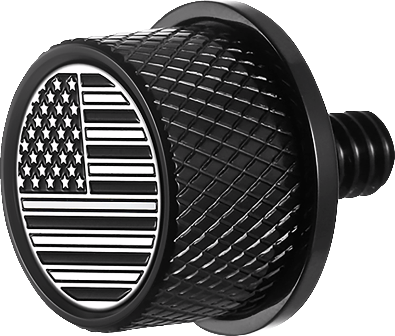 Figurati B&W USA Flag Black 1/4"-20 Seat Bolt Knob for 1965-22 Harley Davidson