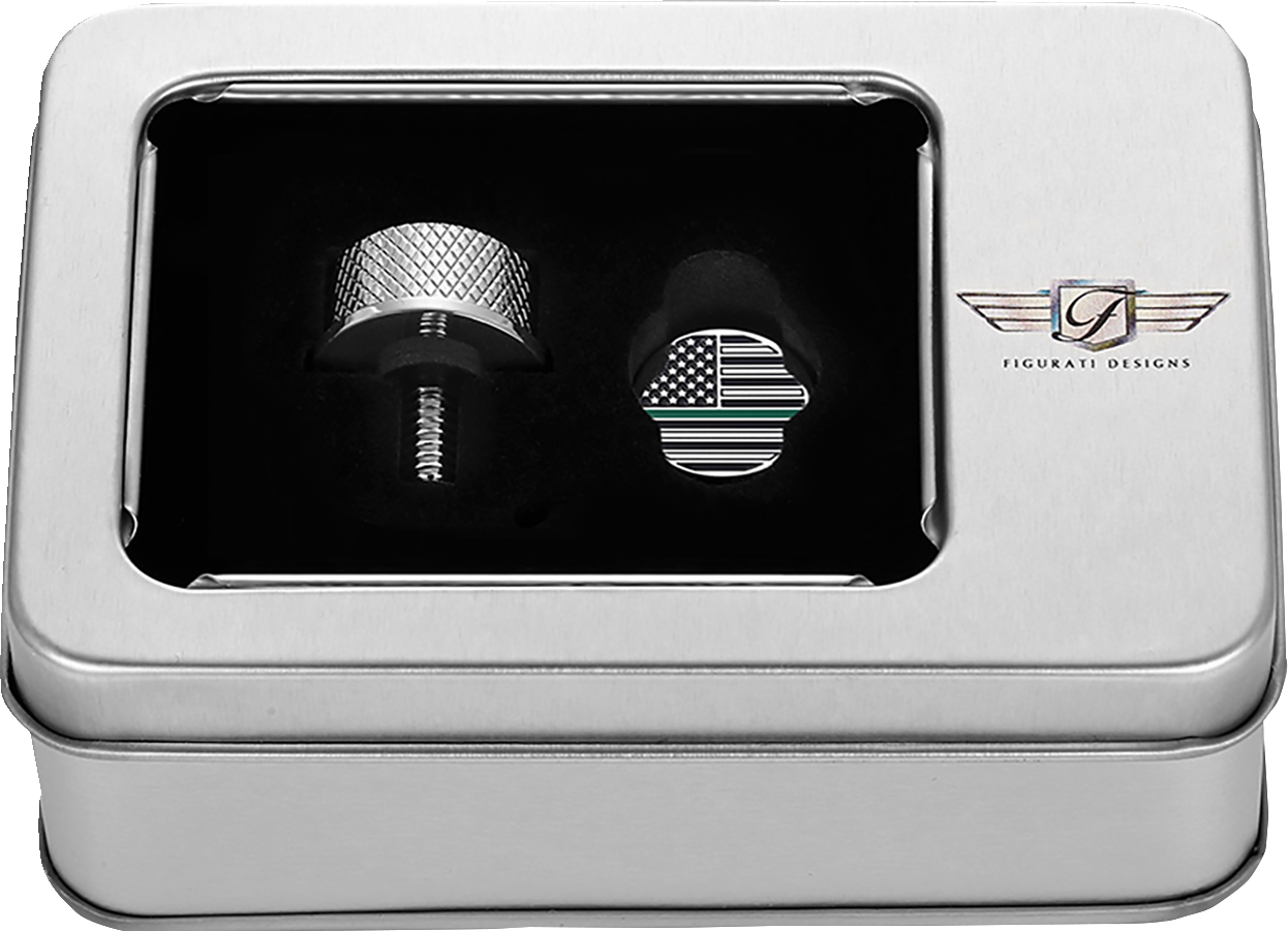 Figurati Green Line USA Flag 1/4"-20 Seat Bolt Knob for 1965-22 Harley Davidson