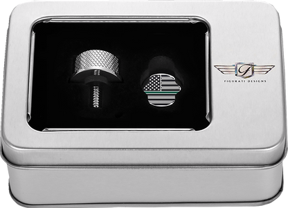 Figurati Green Line USA Flag 1/4"-20 Seat Bolt Knob for 1965-22 Harley Davidson