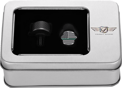 Figurati Green Line USA Flag Black 1/4"-20 Seat Bolt Knob for 1965-2022 Harley