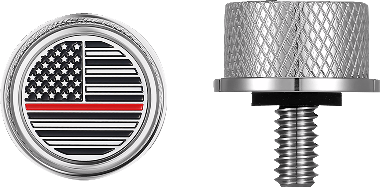 Figurati Red Line USA Flag 1/4"-20 Seat Bolt Knob for 1965-2022 Harley Davidson