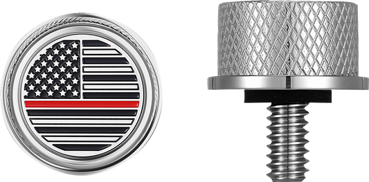 Figurati Red Line USA Flag 1/4"-20 Seat Bolt Knob for 1965-2022 Harley Davidson