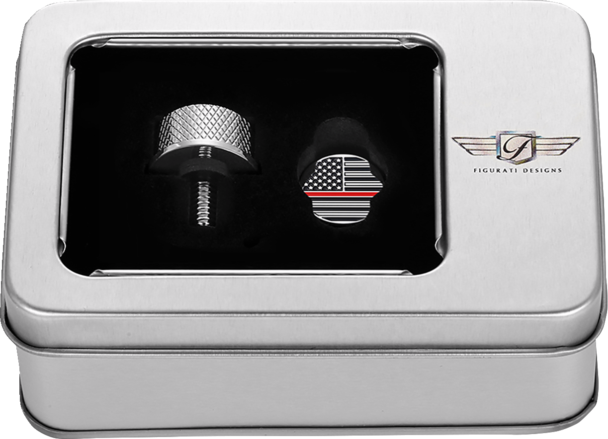 Figurati Red Line USA Flag 1/4"-20 Seat Bolt Knob for 1965-2022 Harley Davidson