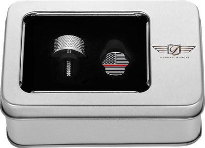 Figurati Red Line USA Flag 1/4"-20 Seat Bolt Knob for 1965-2022 Harley Davidson