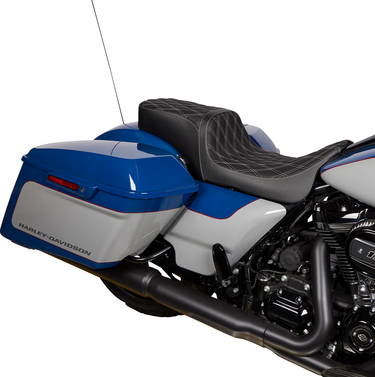 Drag Specialties Predator Silver Diamond Stitch Seat for 2008-24 Harley Touring