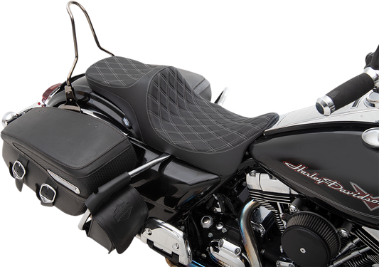 Drag Specialties Predator III Silver Diamond Stitch Seat 2008-24 Harley Touring