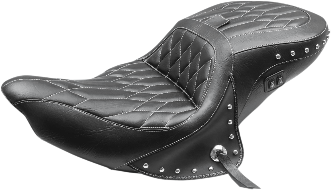 Mustang Black Concho Diamond Heated Seat 2014-2024 Indian Roadmaster Chieftain