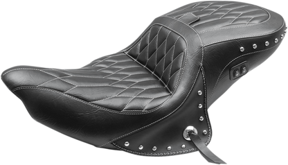 Mustang Black Concho Diamond Heated Seat 2014-2024 Indian Roadmaster Chieftain