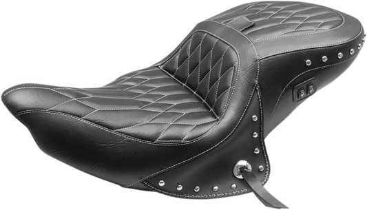 Mustang Black Concho Diamond Heated Seat 2014-2024 Indian Roadmaster Chieftain
