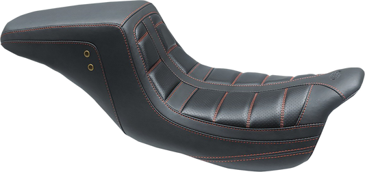 Mustang Squareback Red Tuck n Roll Seat fits 2008-2024 Harley Touring 75239AB