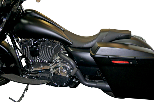 Danny Gray Black Leather Vinyl Weekday Seat 2008-2024 Harley Touring FLHR FLHX