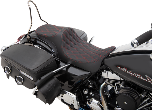 Drag Specialties Predator III Red Diamond Seat fits 2008-2024 Harley Touring