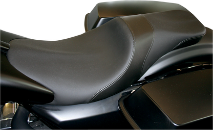 Danny Gray Black Leather Vinyl Weekday Seat 2008-2024 Harley Touring FLHR FLHX