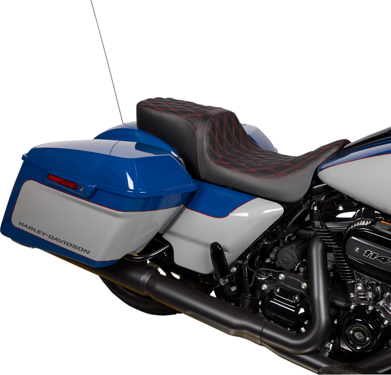 Drag Specialties Performance Predator II Red Stitch Seat 2008-24 Harley Touring