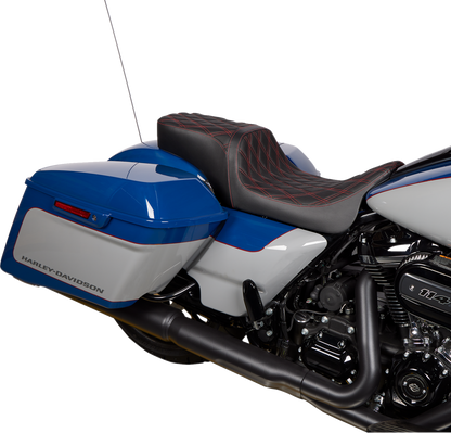Drag Specialties Performance Predator II Red Stitch Seat 2008-24 Harley Touring