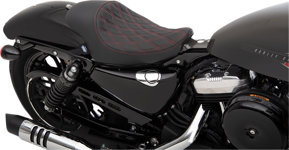 Drag Specialties Red Diamond Stitch 3/4 Solo Seat 2004-2022 Harley Sportster XL