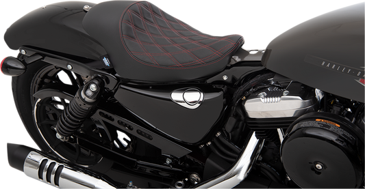 Drag Specialties Red Diamond Stitch 3/4 Solo Seat 2004-2022 Harley Sportster XL