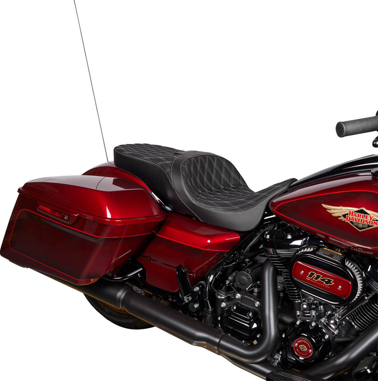 Drag Specialties Freedom Silver Diamond Seat fits 2009-2024 Harley Touring  FLHX