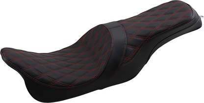Drag Specialties Predator Red Diamond Stitch Seat 2008-2024 Harley Touring FLHXS