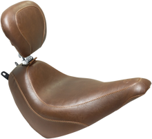Mustang Tripper Wide Brown Solo Seat & Backrest for 2018-25 Harley Softail FLHCS