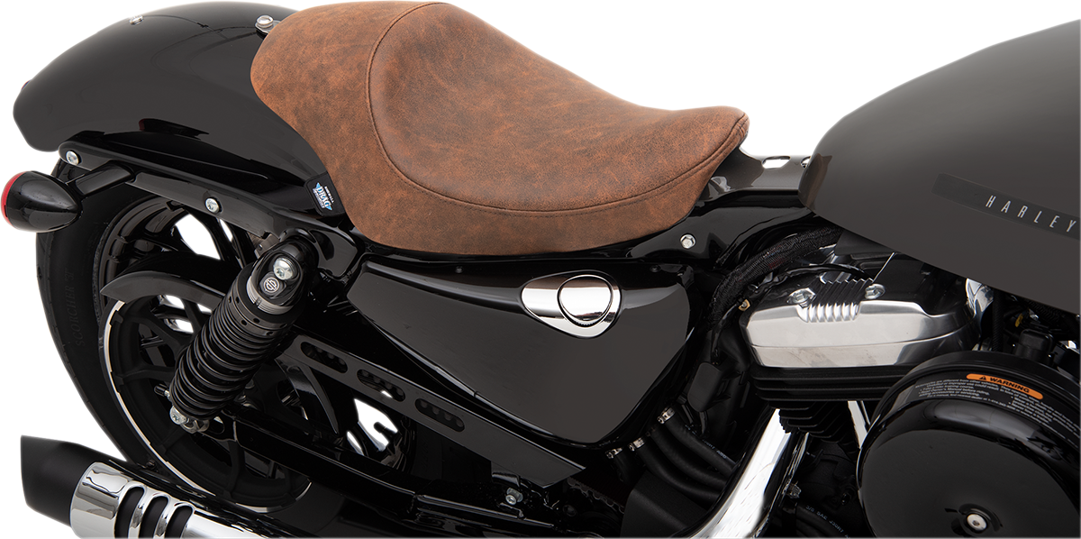 Drag Specialties Brown Leather 3/4 Solo Seat 2004-2022 Harley Sportster XLL XLC