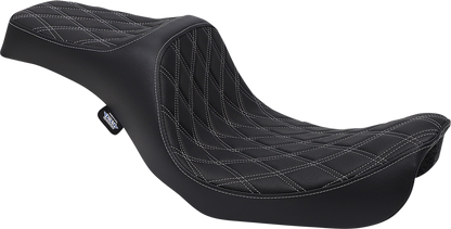 Drag Specialties Silver Diamond Stitch Predator Seat for 2006-2017 Harley Dyna
