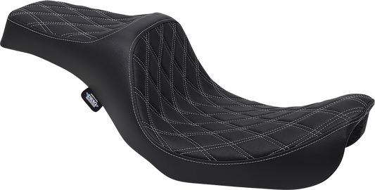 Drag Specialties Silver Diamond Stitch Predator Seat for 2006-2017 Harley Dyna