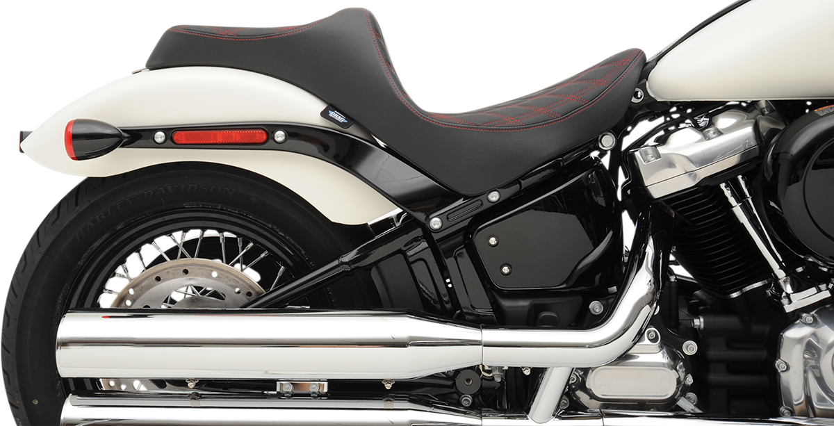 Drag Specialties Black Red Predator Diamond Seat for 2018-2022 Harley FXBB FLHC